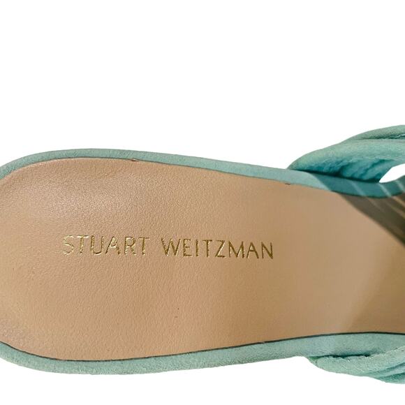 Stuart Weitzman Womens 8.5 Twist Block 75 Slide Suede Heels Eucalyptus Green - Picture 6 of 12